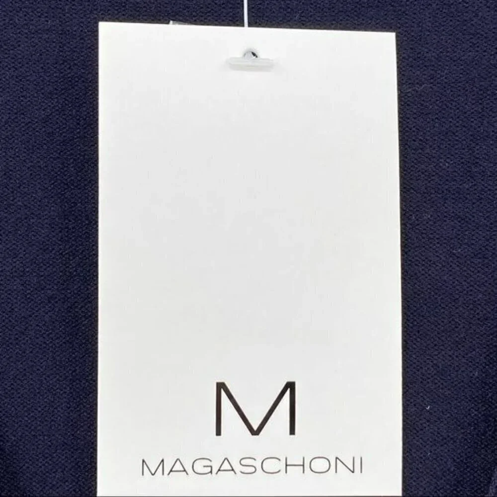 Magaschoni Button Front Navy Blue Cardigan Sweater M Viscose/Nylon Knit